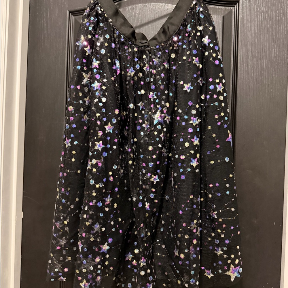 Unique vintage Black Star Skirt with Colorful Sequins